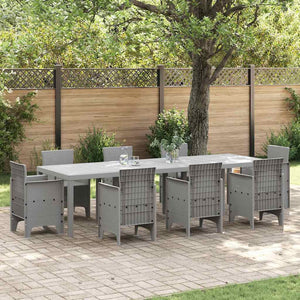 Gartentisch Hellgrau Poly-Rattan 300 cm