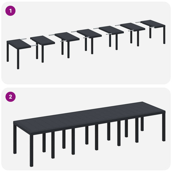 Anthrazit Gartentisch 350 cm Poly-Rattan