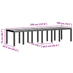 Anthrazit Gartentisch 350 cm Poly-Rattan