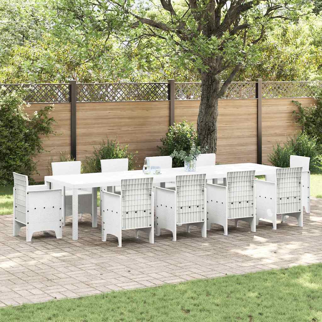 Gartentisch Weiß Poly-Rattan 350cm