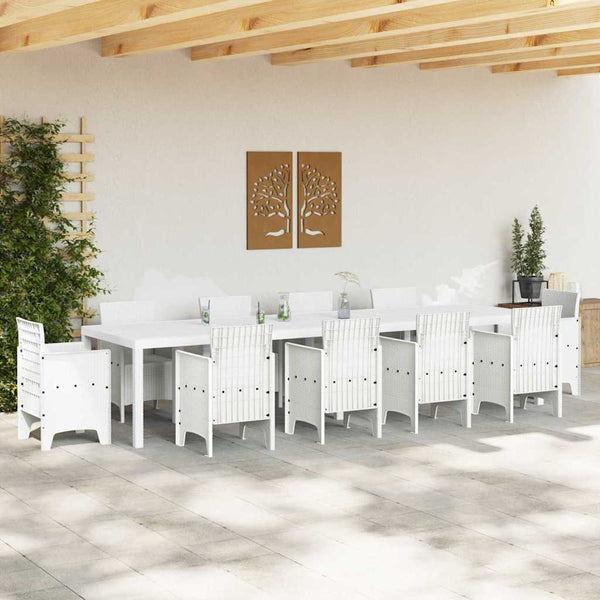 Gartentisch Weiß Poly-Rattan 350cm