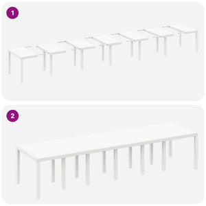 Gartentisch Weiß Poly-Rattan 350cm