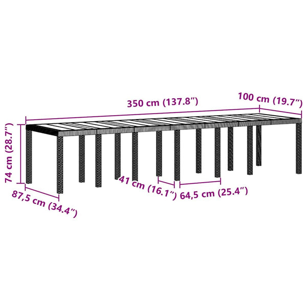 Gartentisch Weiß Poly-Rattan 350cm