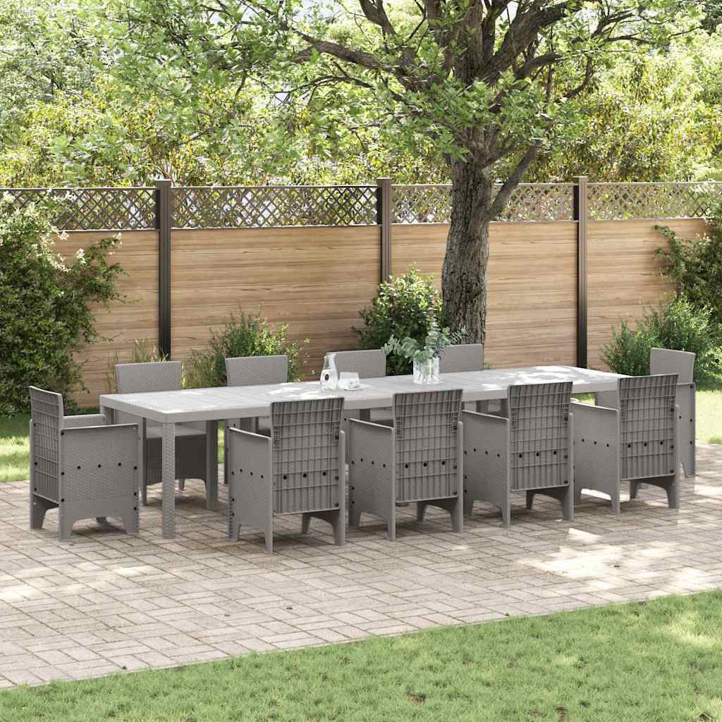 Gartentisch Hellgrau Poly-Rattan 350cm