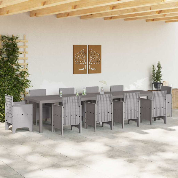 Gartentisch Hellgrau Poly-Rattan 350cm