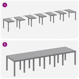Gartentisch Hellgrau Poly-Rattan 350cm