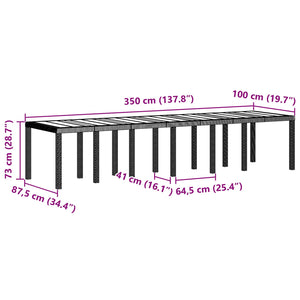 Gartentisch Hellgrau Poly-Rattan 350cm
