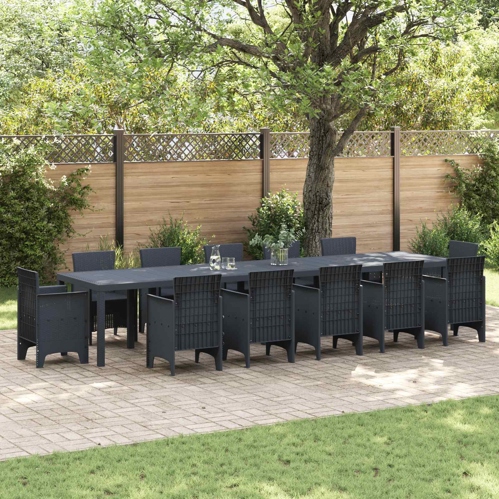 Anthrazit Gartentisch 400 cm Poly-Rattan