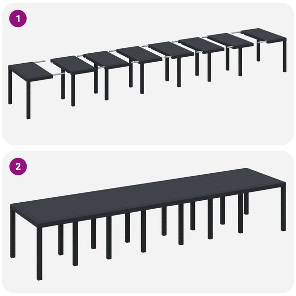 Anthrazit Gartentisch 400 cm Poly-Rattan