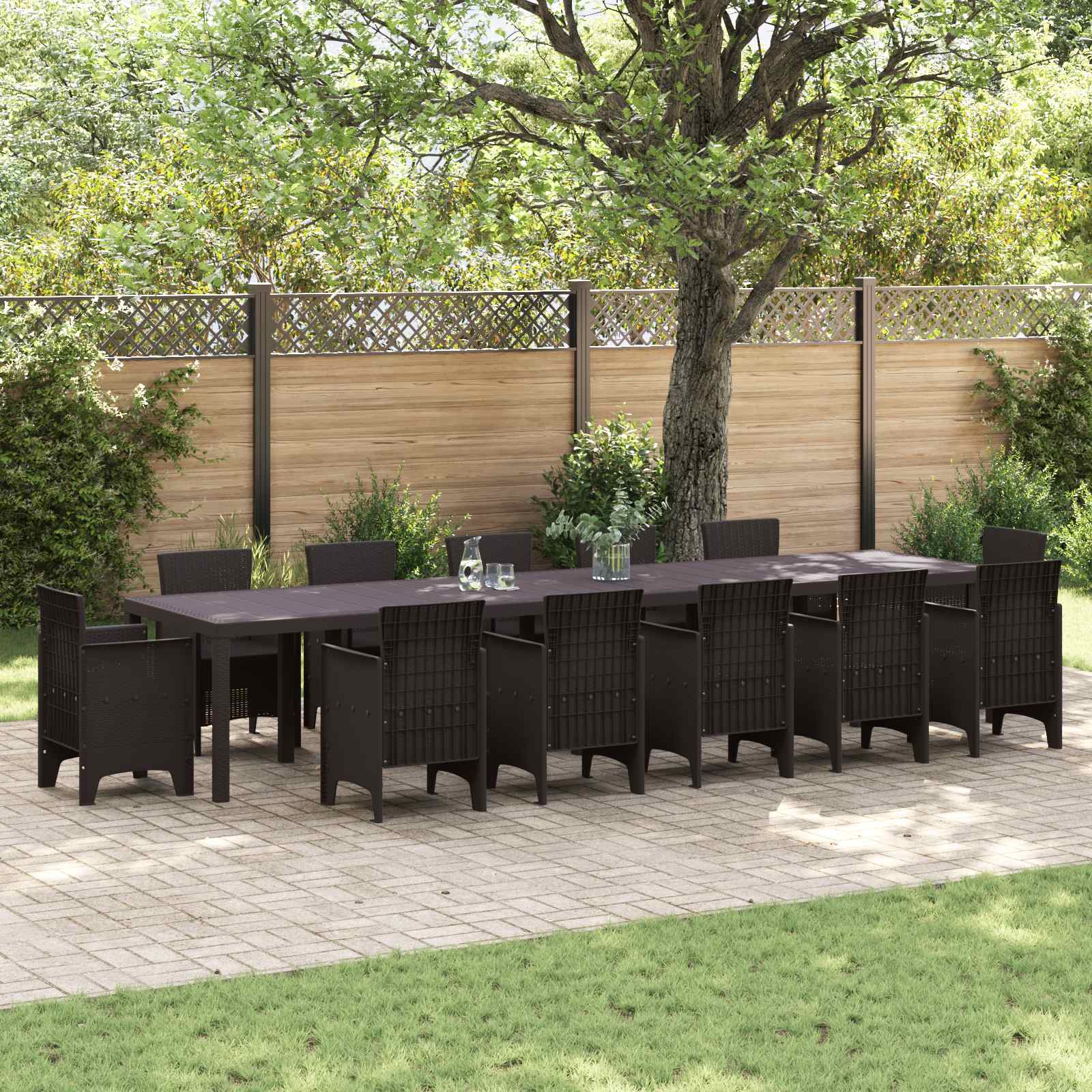 Gartentisch Braun Poly-Rattan 400 cm