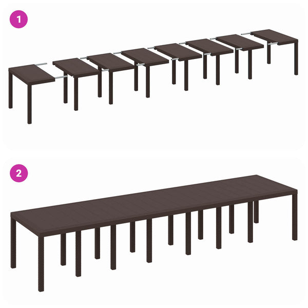 Gartentisch Braun Poly-Rattan 400 cm
