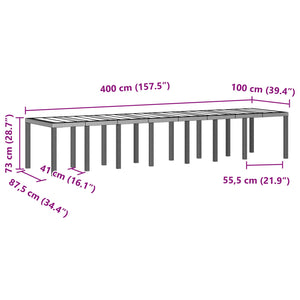 Gartentisch Braun Poly-Rattan 400 cm