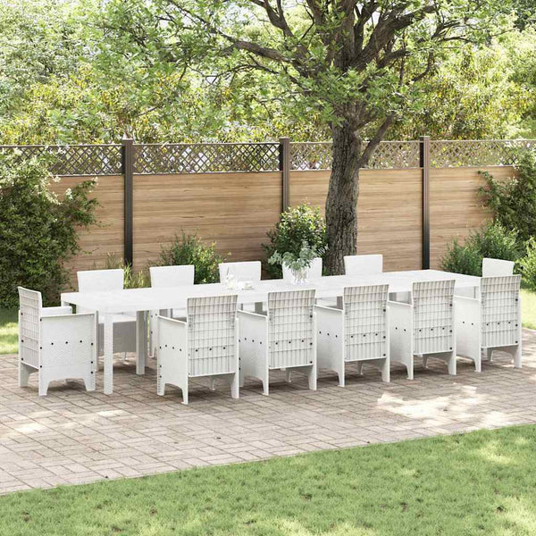 Weißer Poly-Rattan Gartentisch 400 cm