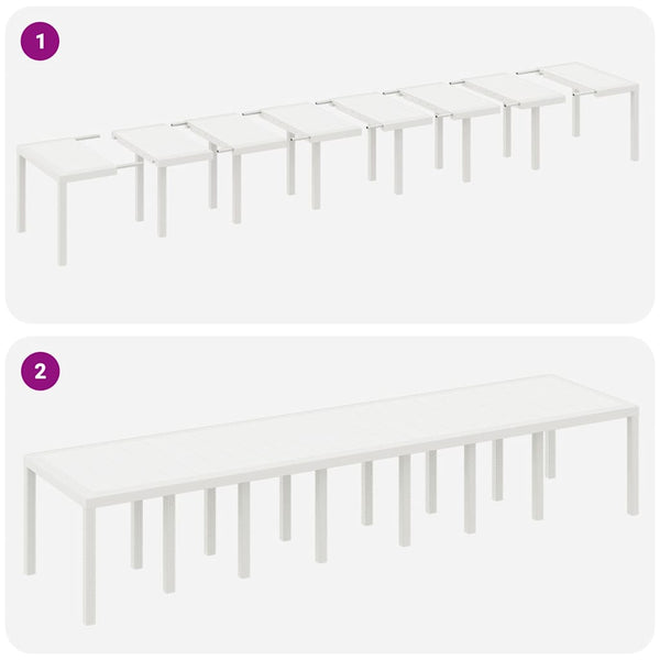 Weißer Poly-Rattan Gartentisch 400 cm