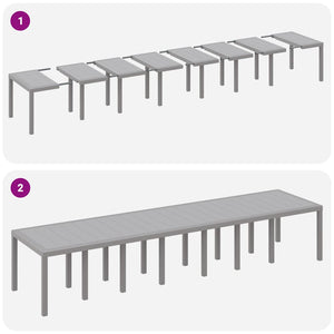 Hellgrauer Poly-Rattan Gartentisch 400 cm
