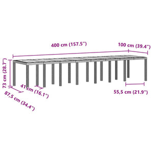 Hellgrauer Poly-Rattan Gartentisch 400 cm