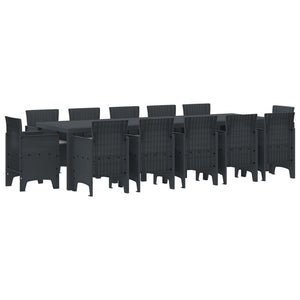 Garten Essgruppe 13-teilig Anthrazit Rattan