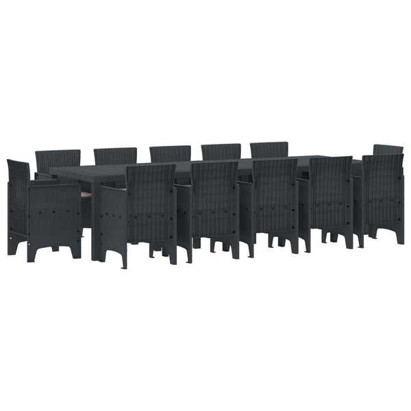 Garten Essgruppe 13-teilig Anthrazit Rattan