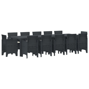 Garten Essgruppe Polyrattan Anthrazit 13-teilig