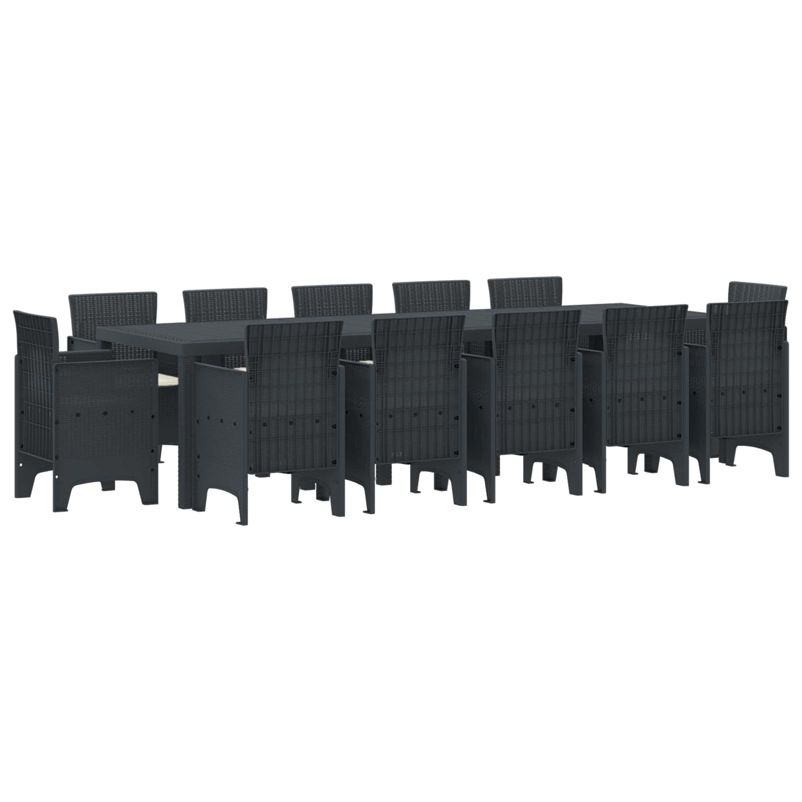 Garten Essgruppe Polyrattan Anthrazit 13-teilig