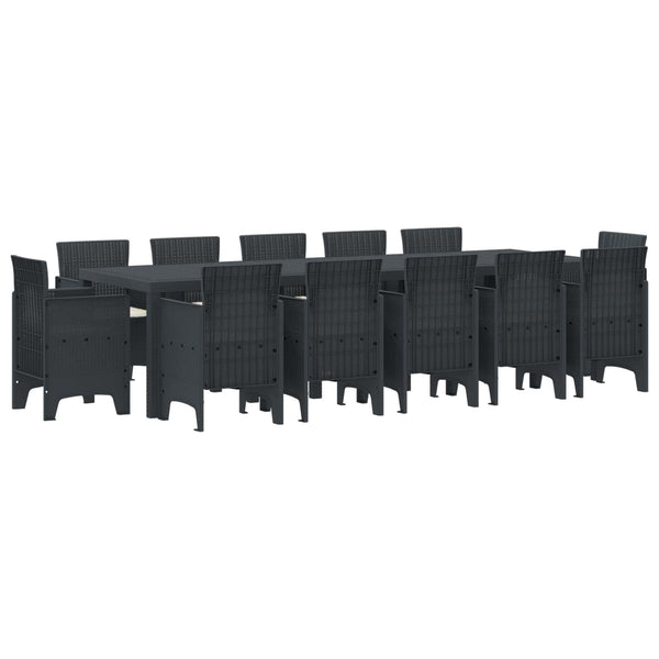 Garten Essgruppe Polyrattan Anthrazit 13-teilig