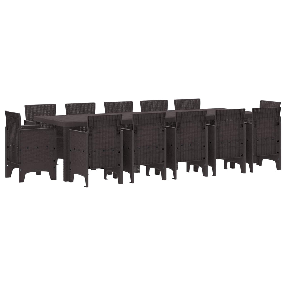 vidaXL Salon de jardin à dîner 13 pcs Résine tressée Marron