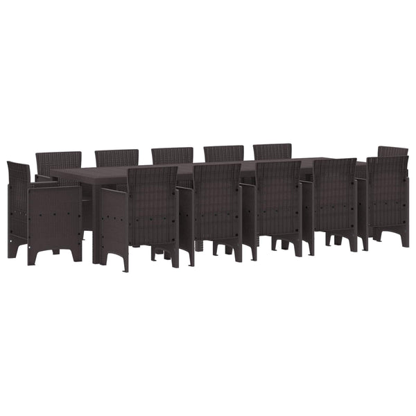Garten Essgruppe Poly Rattan Braun 13-teilig