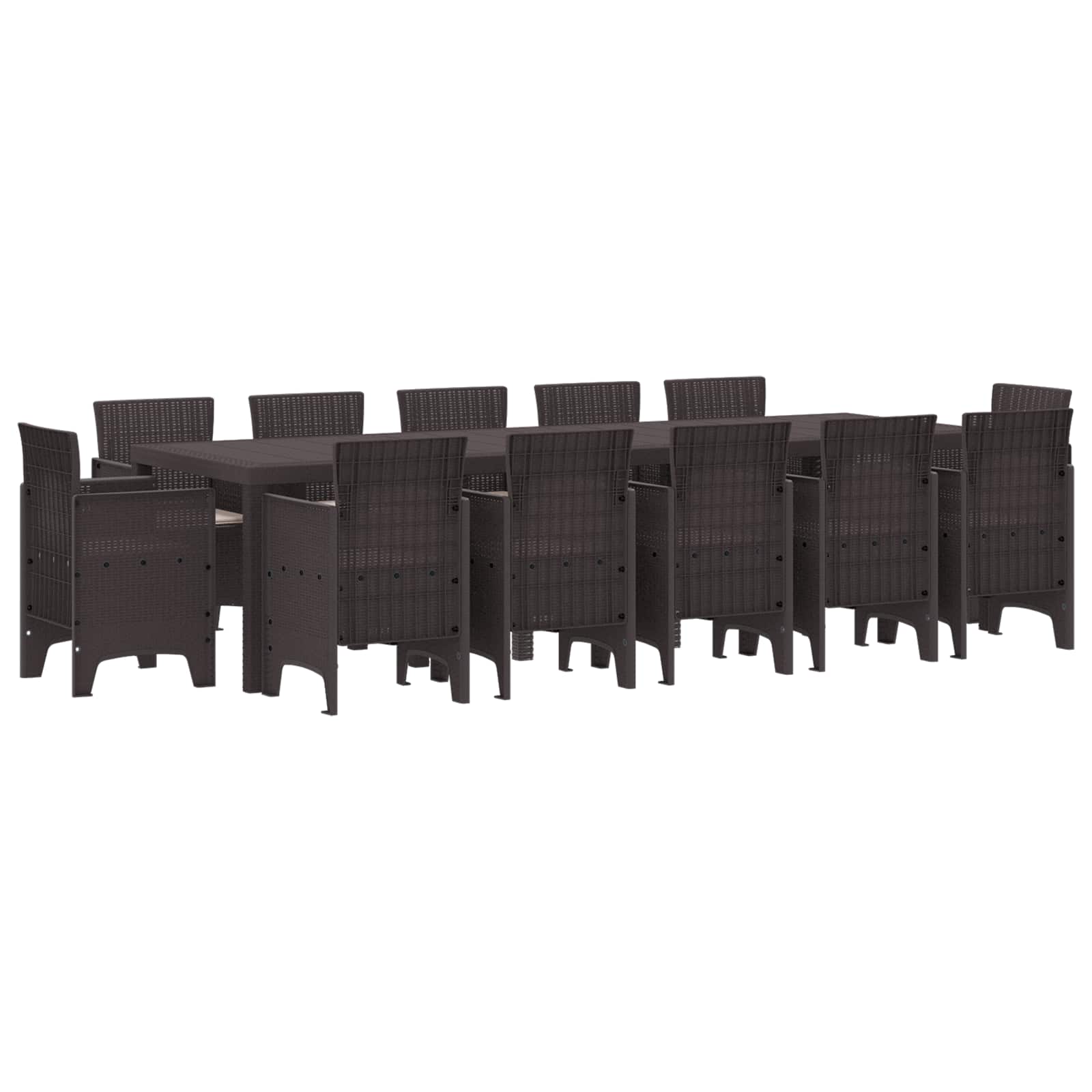 Garten Essgruppe Poly Rattan Braun Taupe 13-teilig