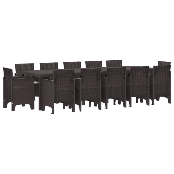 Garten Essgruppe Poly Rattan Braun Taupe 13-teilig