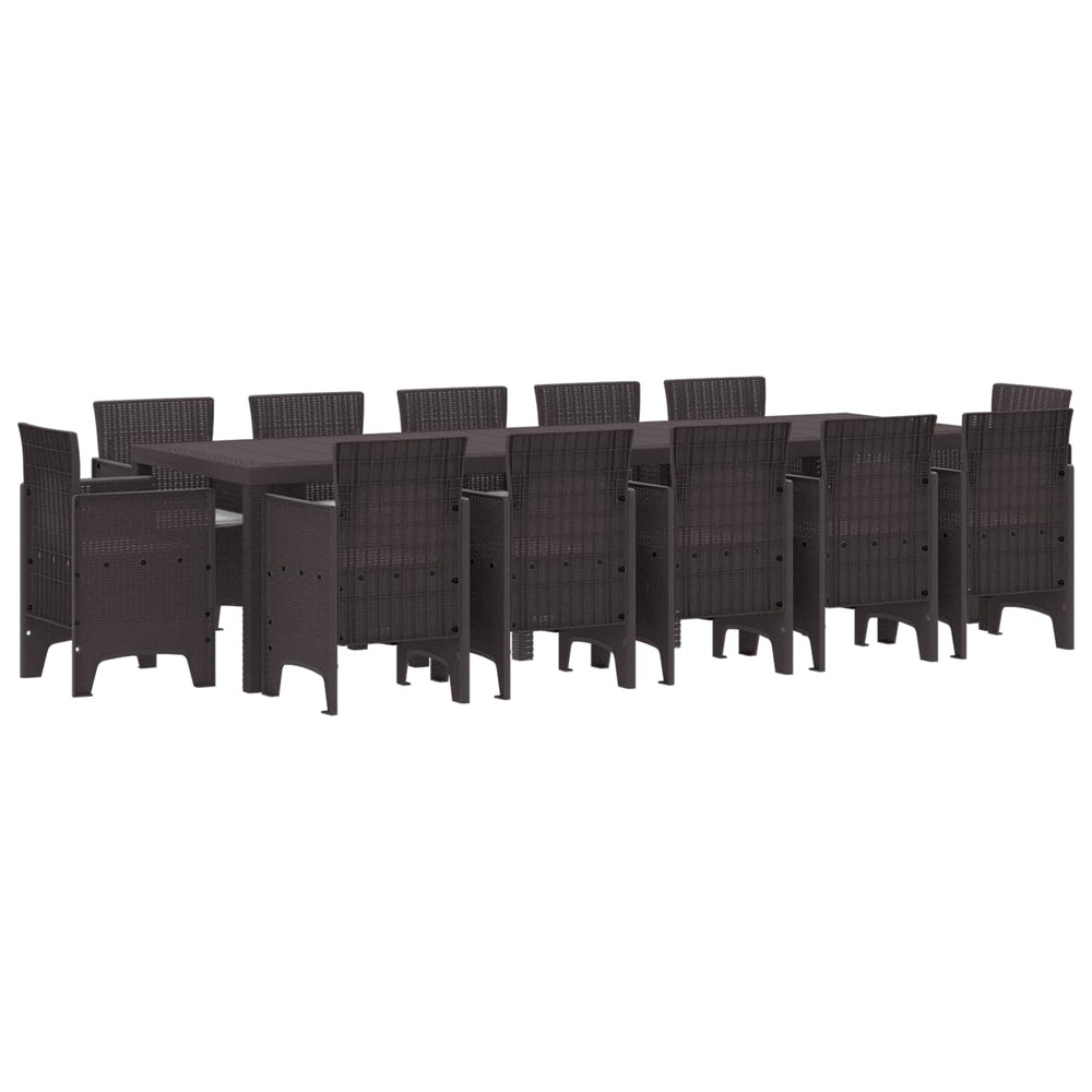 vidaXL Salon de jardin à dîner 13 pcs Marron et gris clair Rotin et coussins