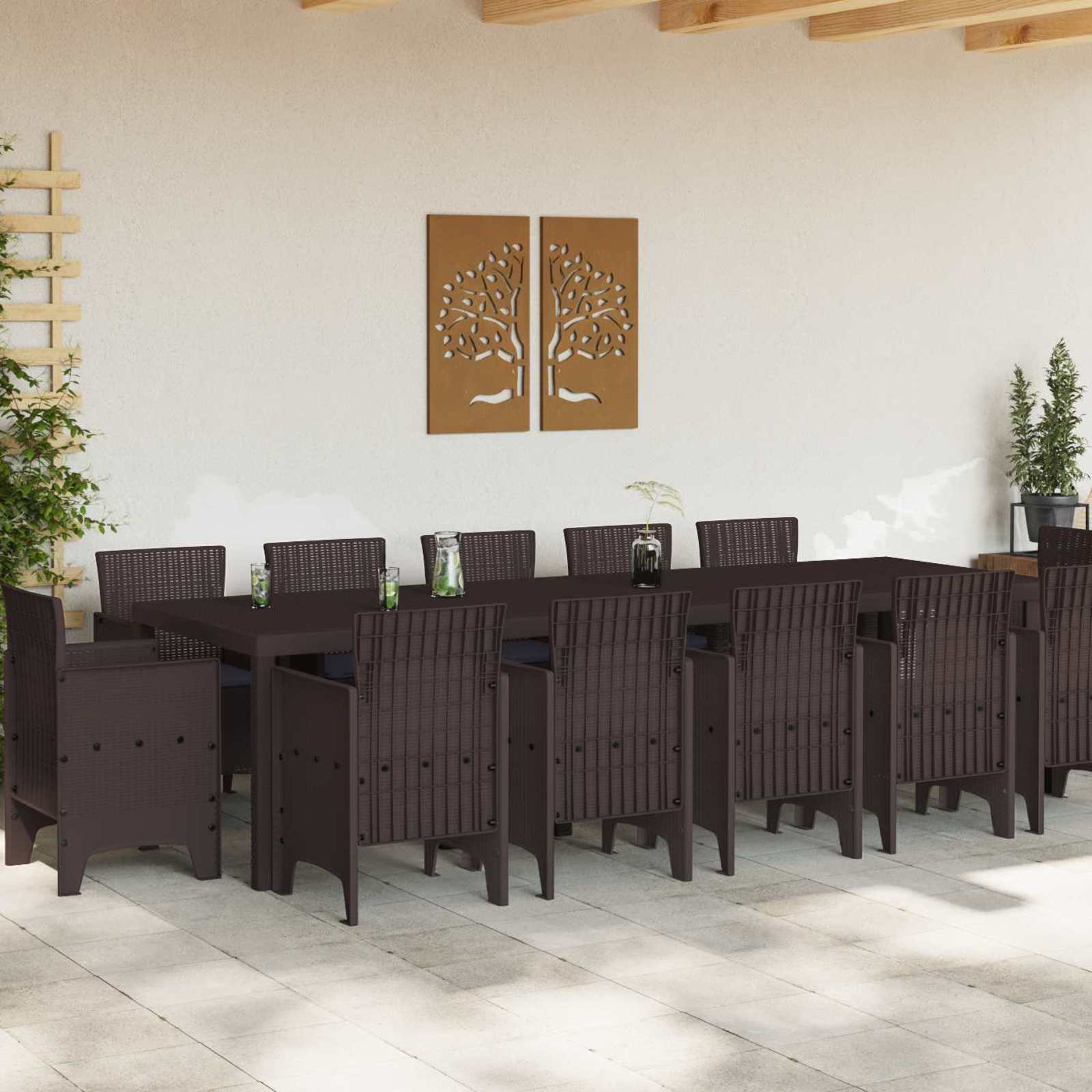 Garten Essgruppe 13-teilig Braun Anthrazit
