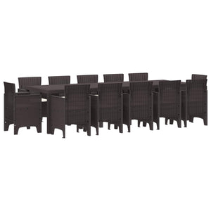 Garten Essgruppe Rattan Braun 13-teilig