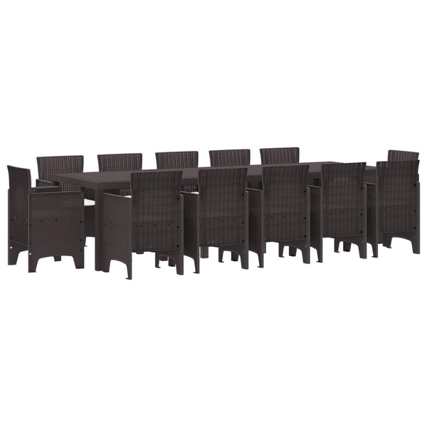 Garten Essgruppe Rattan Braun 13-teilig