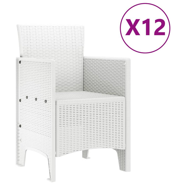 Garten Essgruppe 13-teilig Weiß Poly Rattan