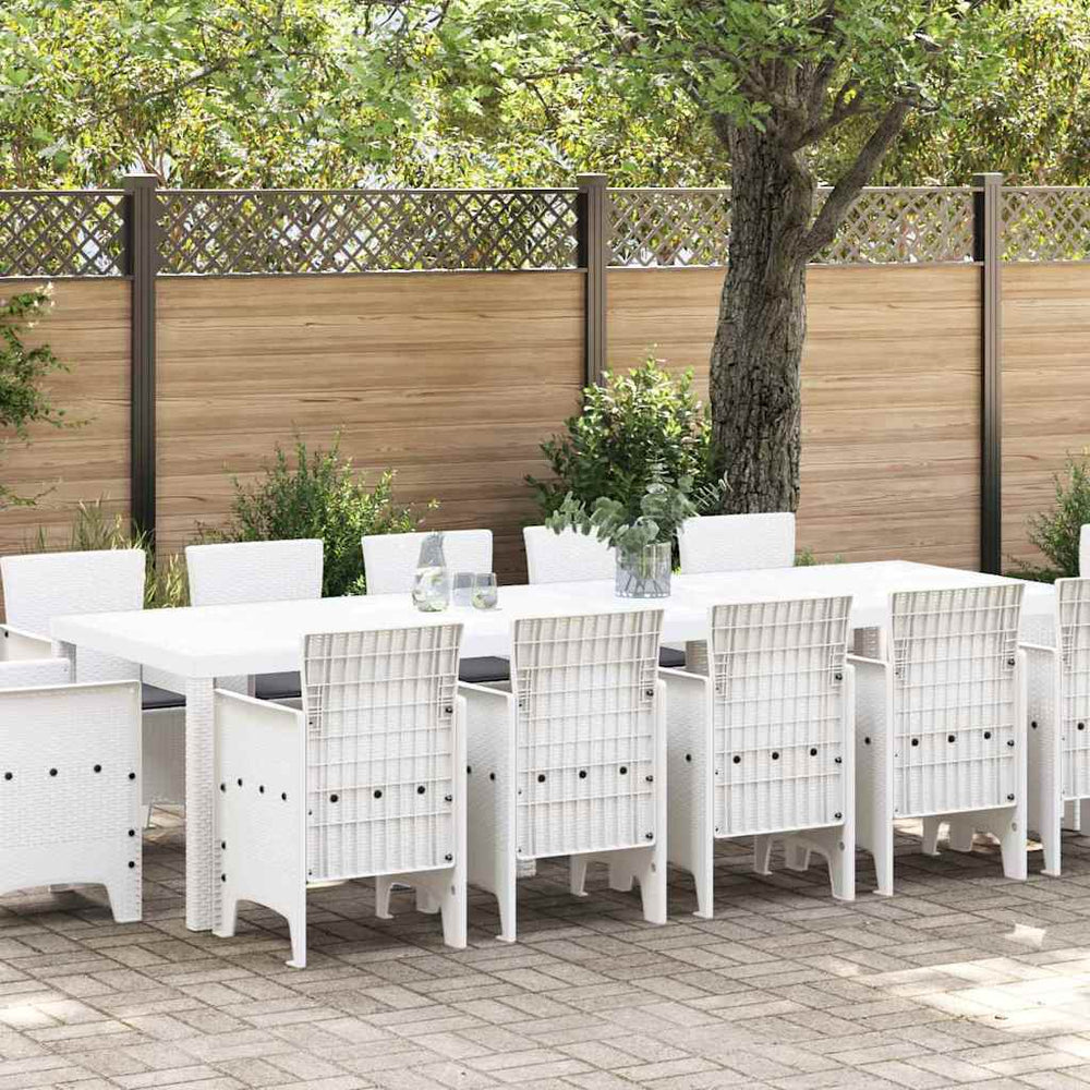 Garten Essgruppe 13-teilig Weiß Rattan