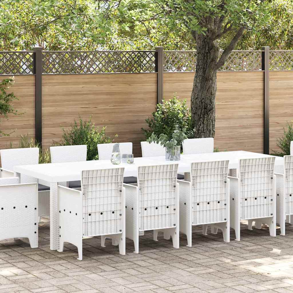 Garten Essgruppe 13-teilig Weiß Rattan