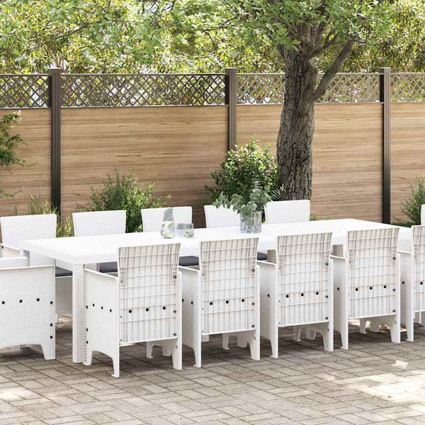Garten Essgruppe 13-teilig Weiß Rattan