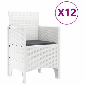 Garten Essgruppe 13-teilig Weiß Rattan