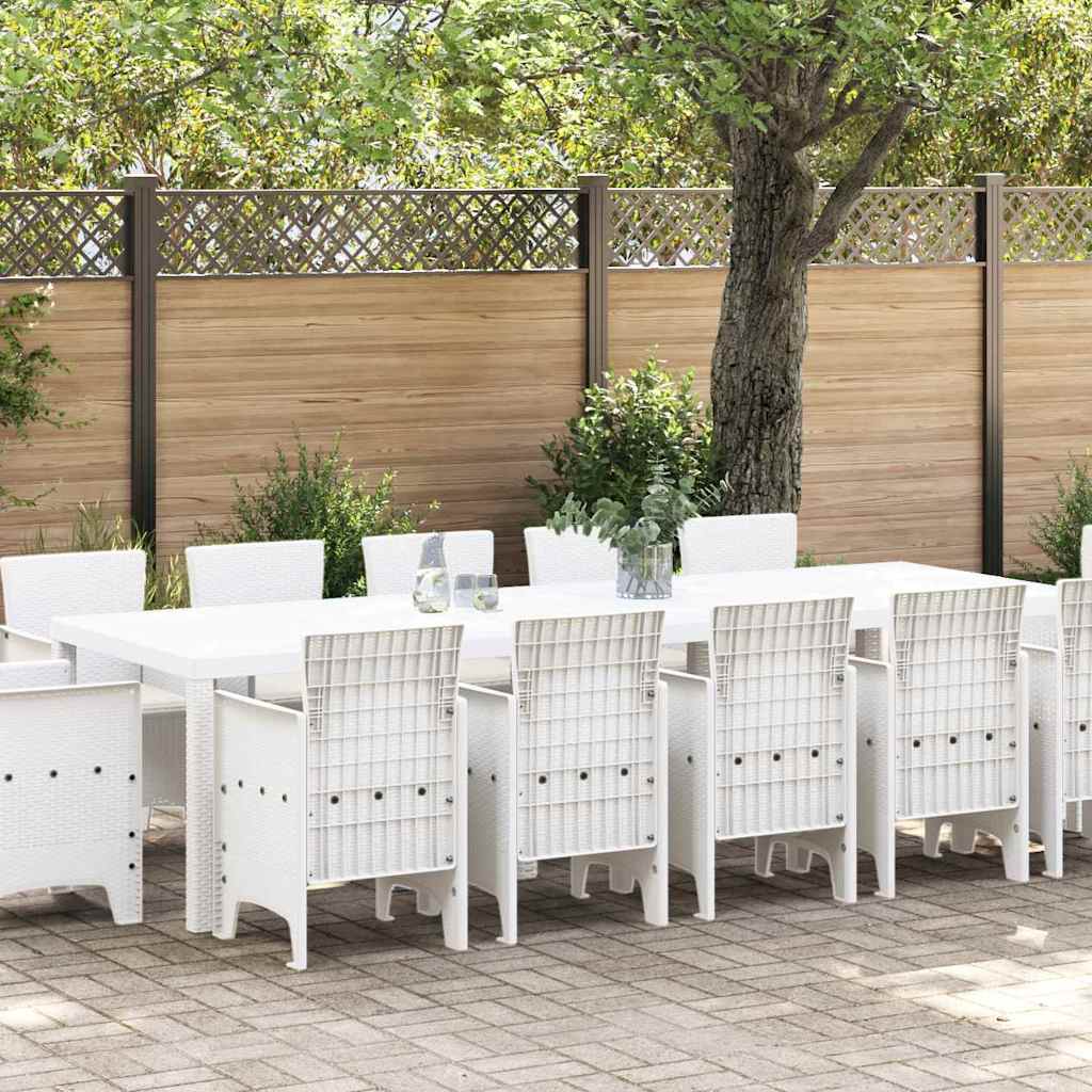 Garten Essgruppe, 13-teilig, Weiß Poly Rattan