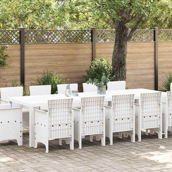Garten Essgruppe, 13-teilig, Weiß Poly Rattan