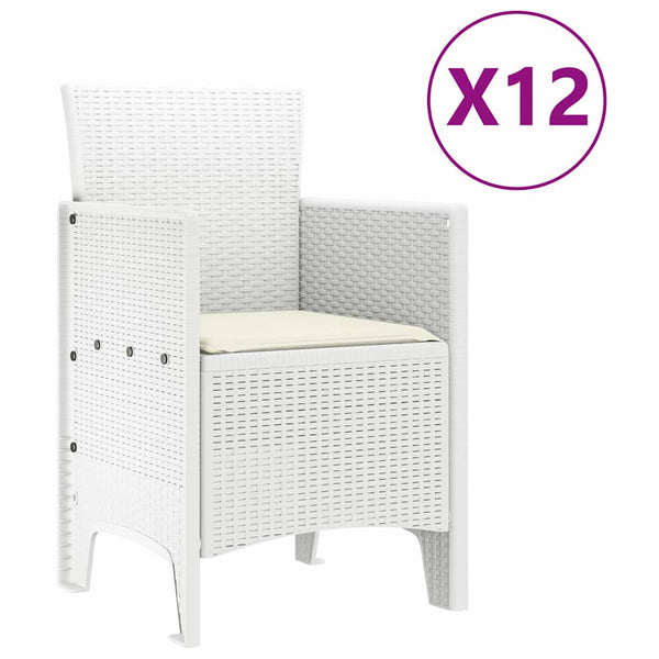 Garten Essgruppe, 13-teilig, Weiß Poly Rattan