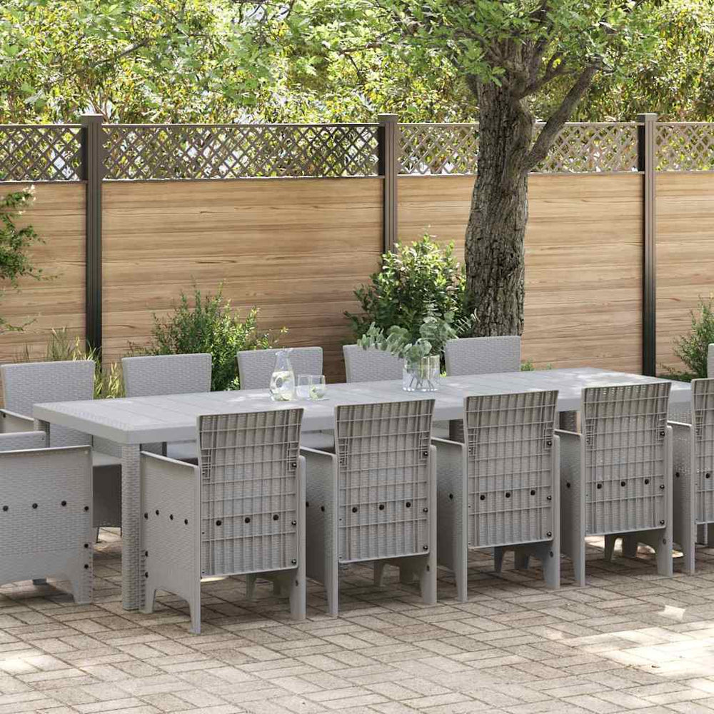 vidaXL Salon de jardin à dîner 13 pcs en résine tressée gris clair