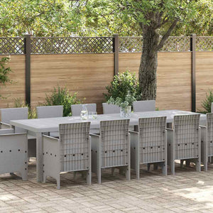 Garten Essgruppe 13-teilig Hellgrau Poly Rattan