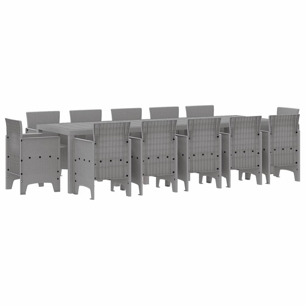 vidaXL Salon de jardin à dîner 13 pcs en résine tressée gris clair