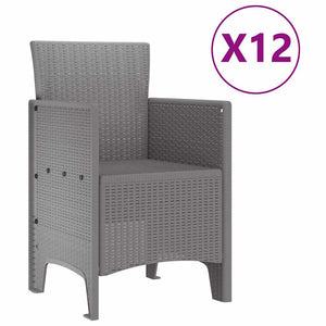 Garten Essgruppe 13-teilig Hellgrau Poly Rattan