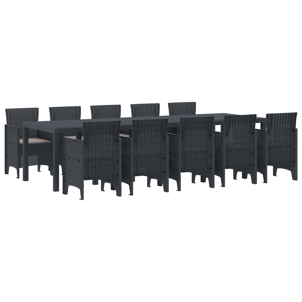 Garten Essgruppe Anthrazit Poly Rattan mit Kissen