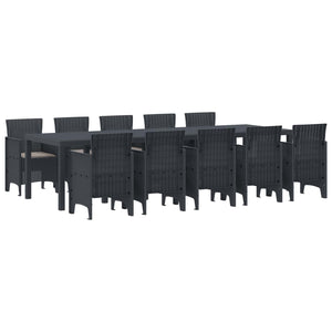 Garten Essgruppe Anthrazit Poly Rattan mit Kissen