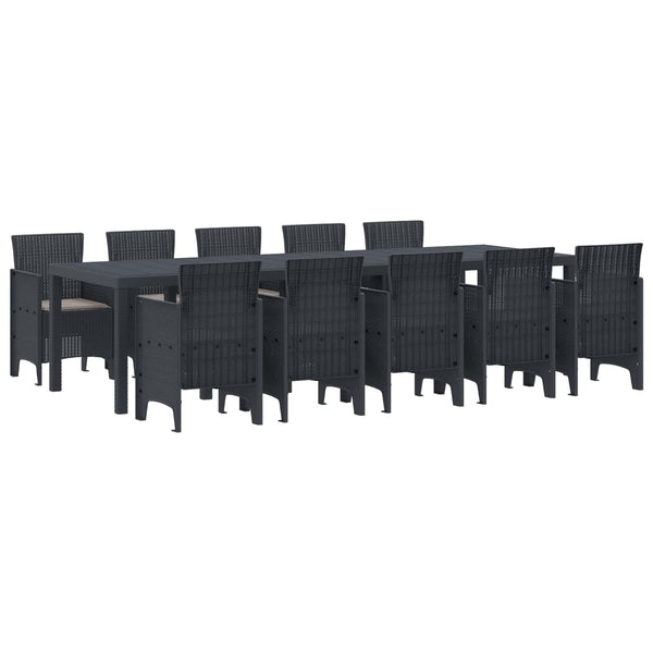 Garten Essgruppe Anthrazit Poly Rattan mit Kissen
