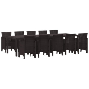 Garten Essgruppe 11-teilig Braun Rattan