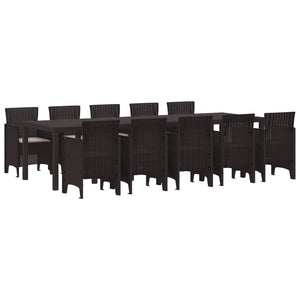 Garten Essgruppe Poly Rattan Braun 11-teilig